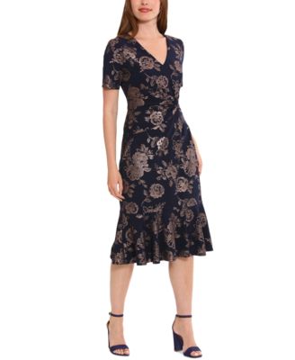 Petite Twist-Waist Flounce-Hem Midi Dress