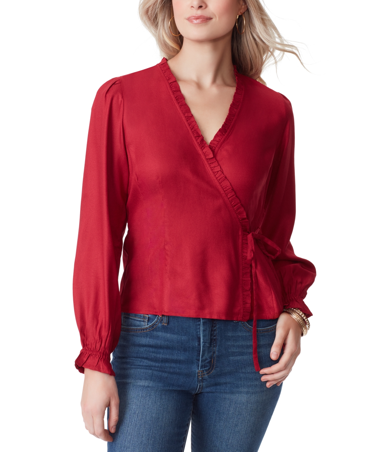 Women's Solid Tanya Ruffled Wrap Top - Rio Red