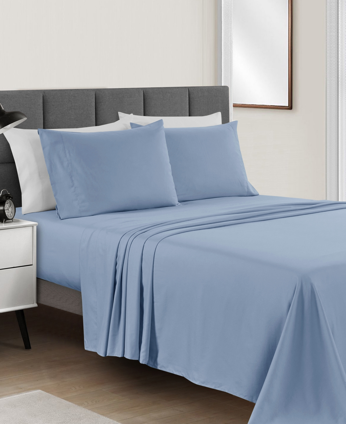 Sunham Microfiber Easy Care Solid 4-pc. Sheet Set, Full In Slate Blue