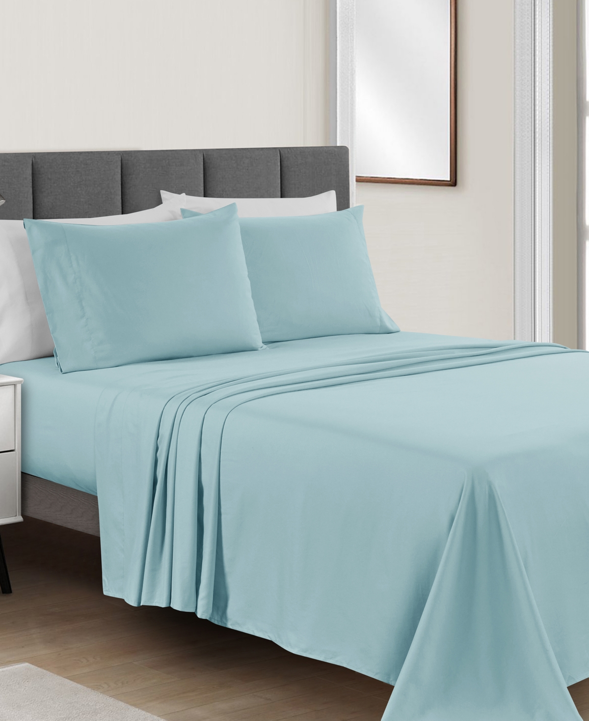 Shop Sunham Microfiber Solid 4-pc. Sheet Set, Full In Aqua