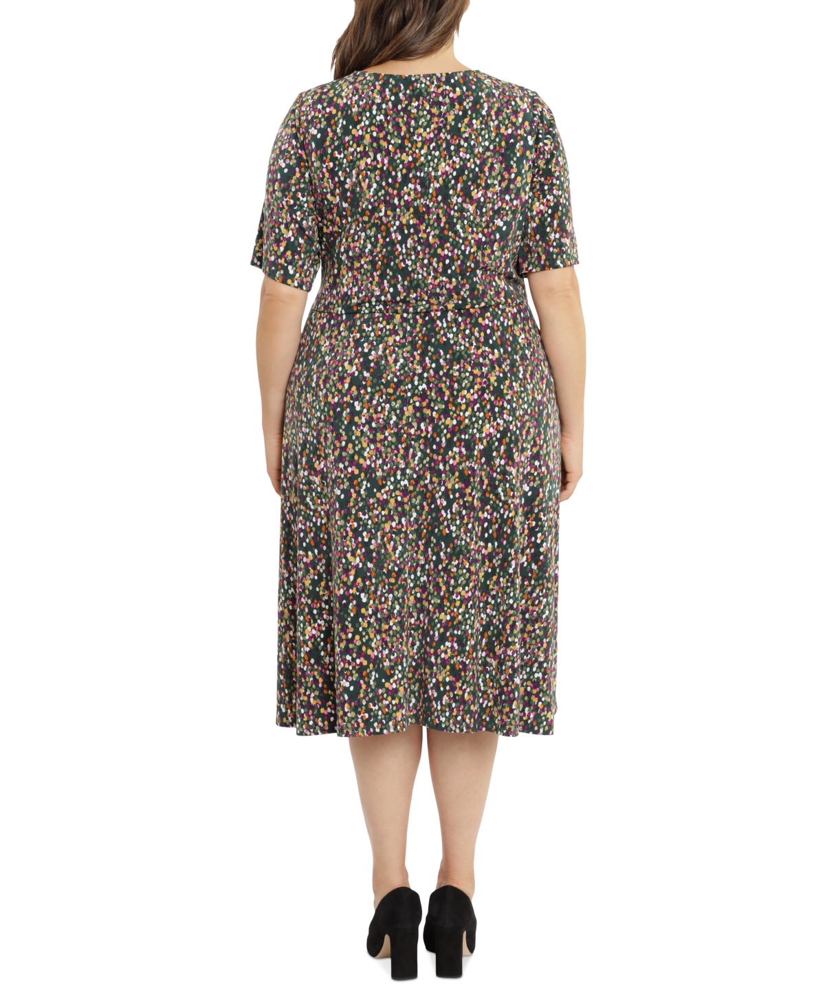 London Times Plus Keyhole-Front Midi Dress