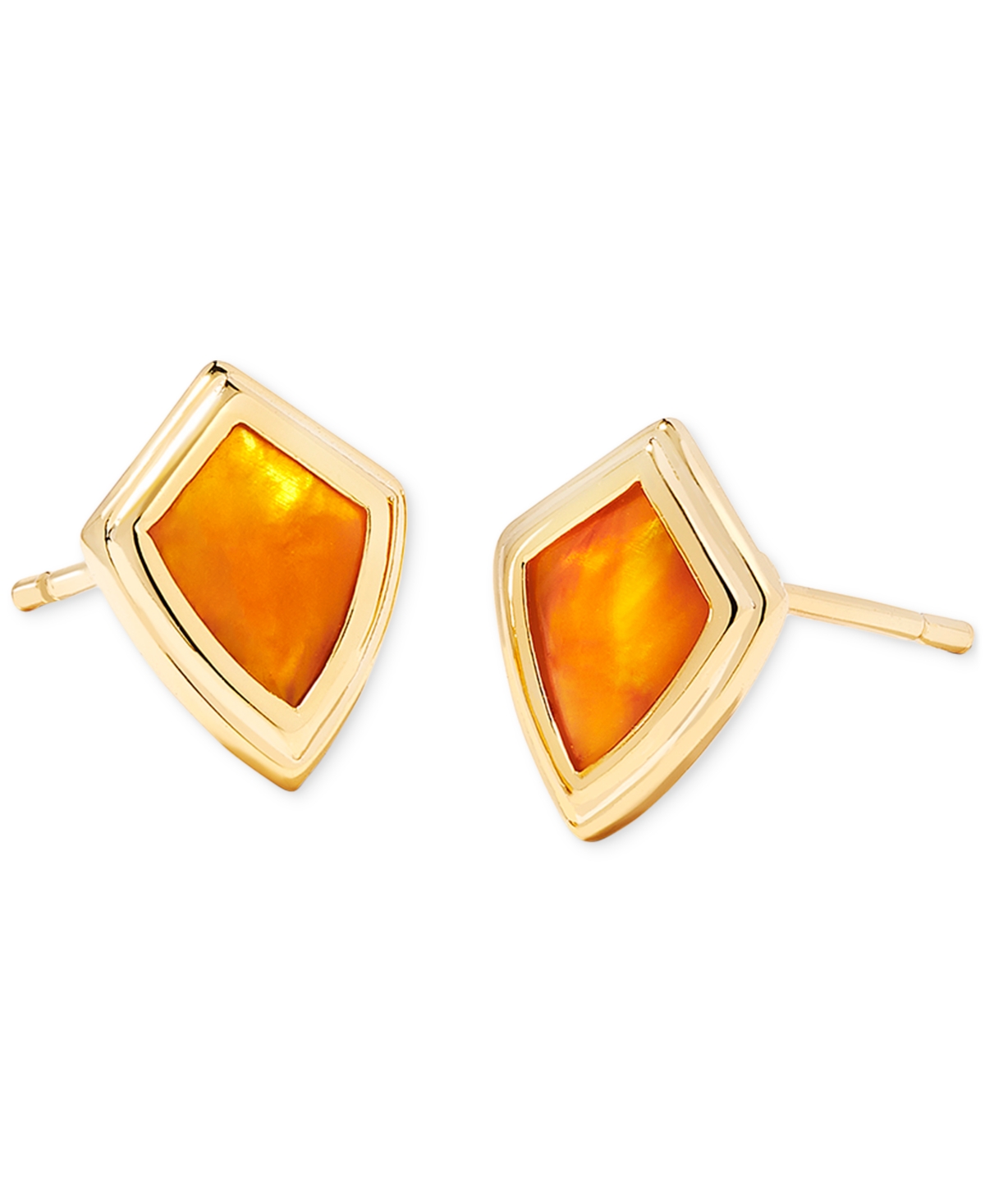 Kendra Scott 14k Gold-plated Framed Stone Stud Earrings In Marbled Amber Illusion