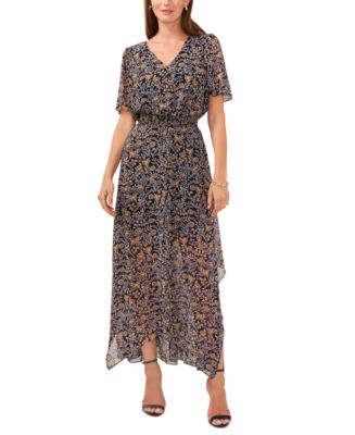 Smocked Waist V-Neck Maxi Dress