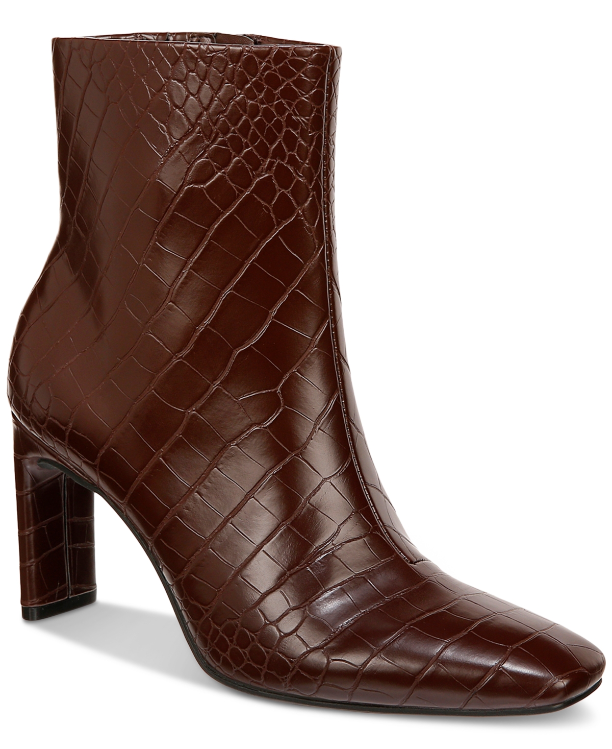 Alfani Women's Terrie Square-toe Booties, Created For Macy's In Brown Croc