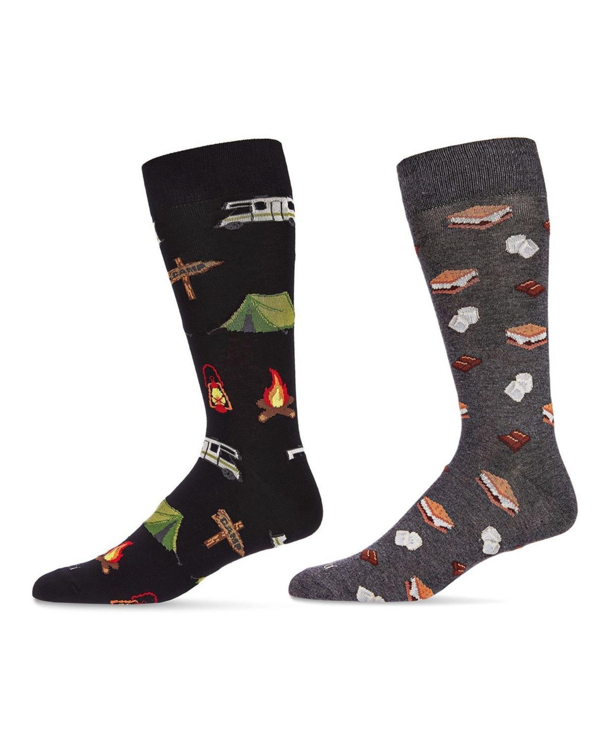 Men's Camping Socks, Pack of 2 - Black-Charcoal