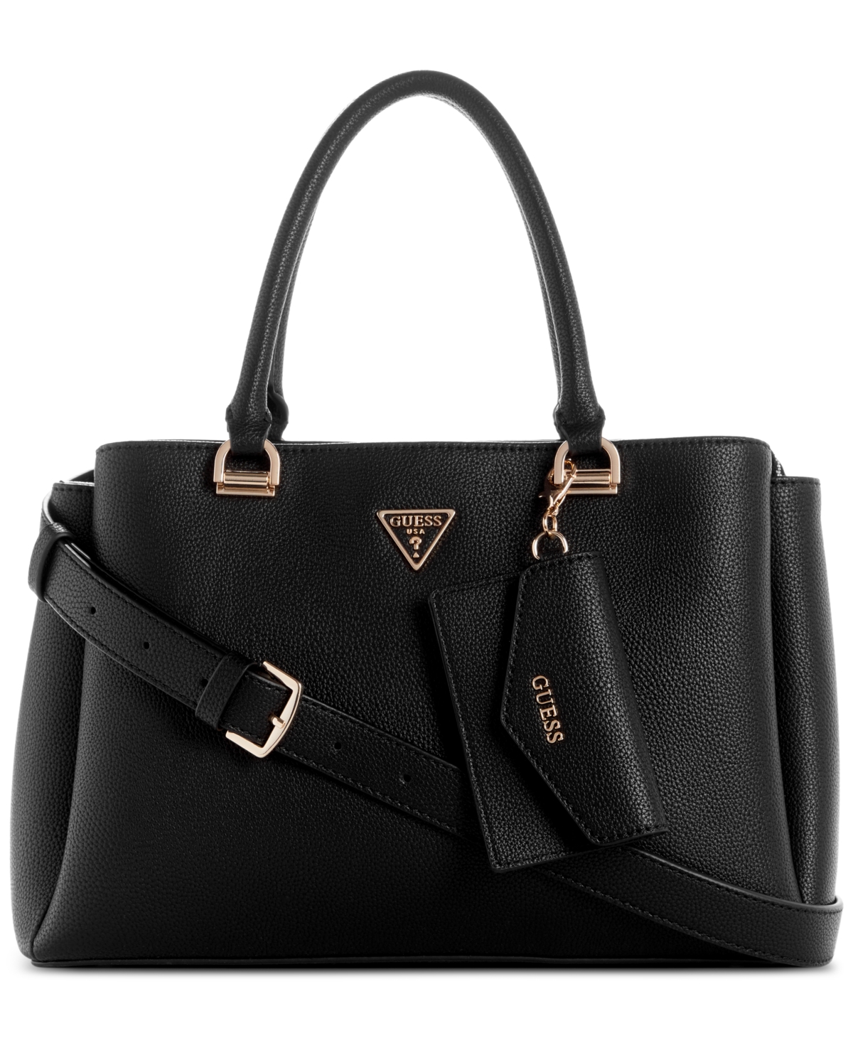Guess Jewel Triple Compartment Medium Satchel, Created For Macy's In Black