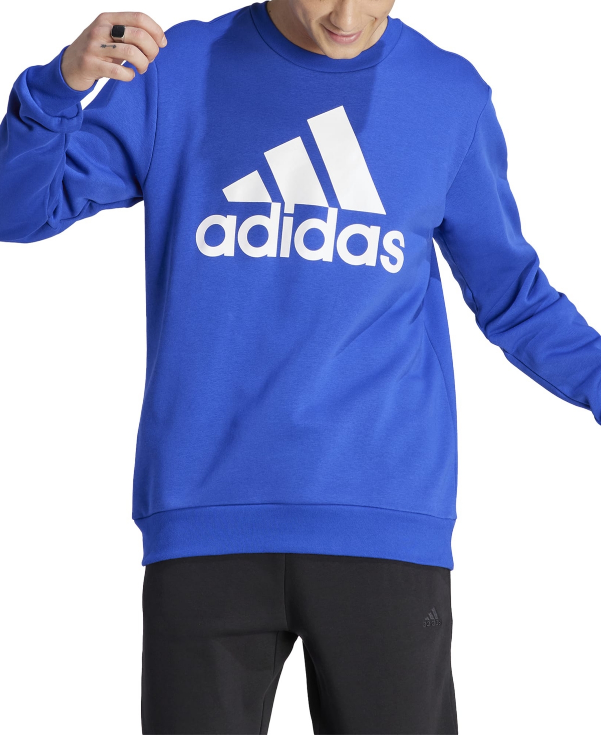 Shop Adidas Originals Men's Essentials Fleece Big Logo Sweatshirt In Lucid Blue,wht