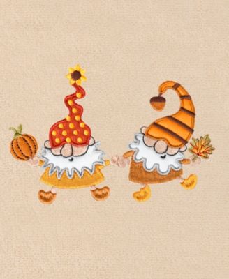Textiles Autumn Gnomes Embroidered Luxury 100% Turkish Cotton Hand Towels Set, 2 Piece