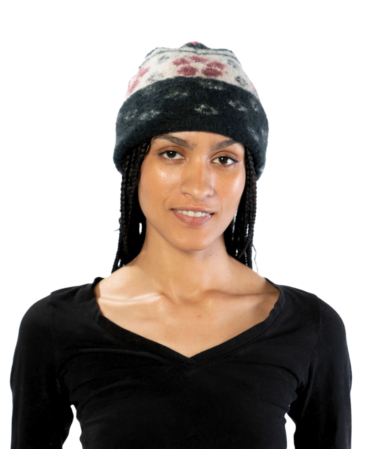 Marcus Adler Flower Cuff Beanie In Black
