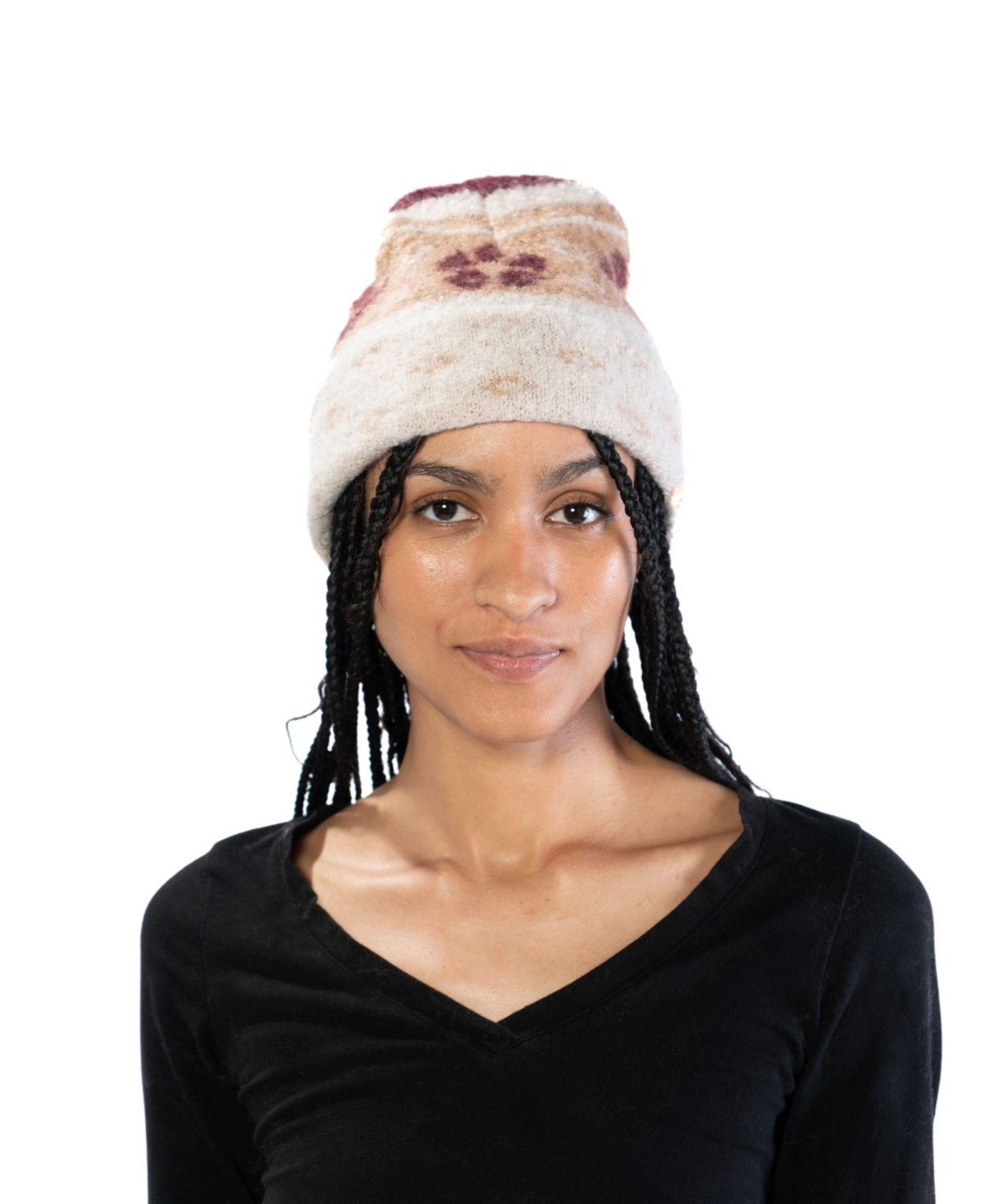 Marcus Adler Flower Cuff Beanie In Ivory