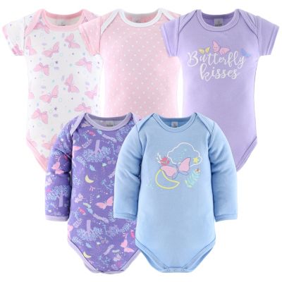 Baby Girls Layette Gift Set for Girls, Purple Pink Butterfly, 30 Essential Pieces