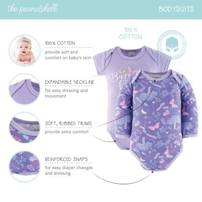 Baby Girls Layette Gift Set for Girls, Purple Pink Butterfly, 30 Essential Pieces
