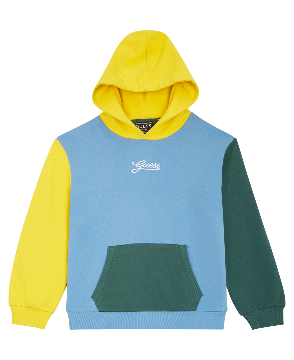 Guess Big Boys Embroidered Logo With French Terry Color Block Sweatshirt In Multi