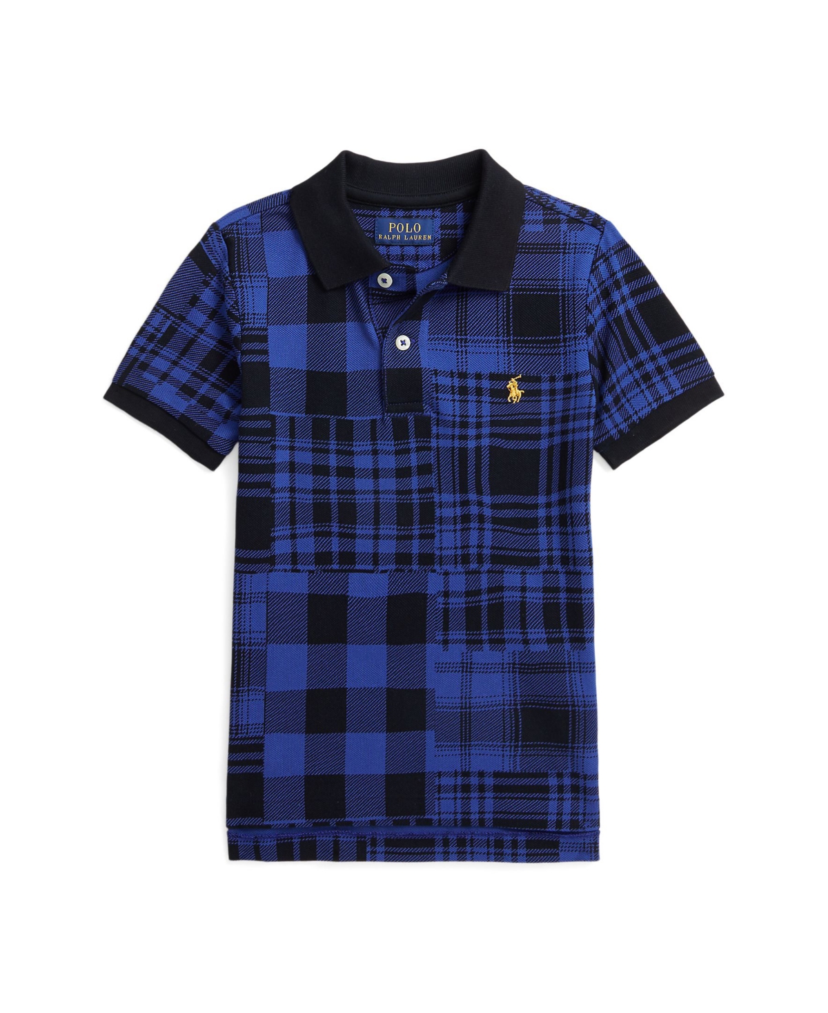Patchwork cotton mesh polo shop