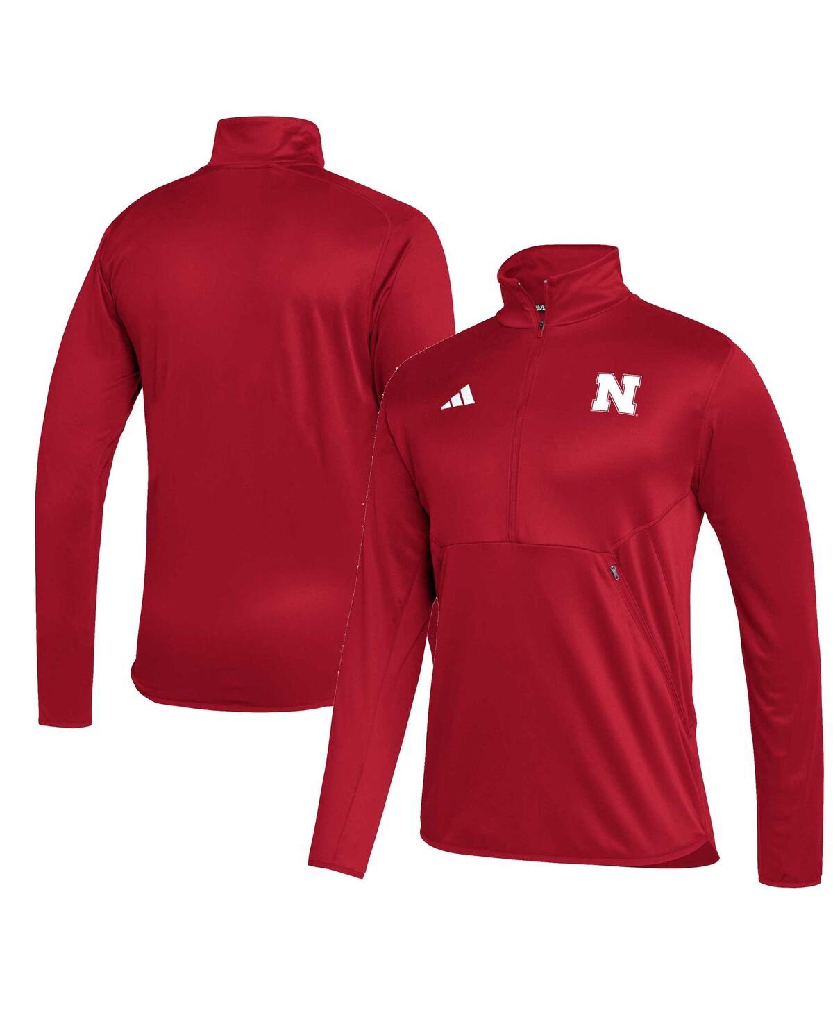 Men's adidasNebraska Huskers 2023 Sideline Aeroready Half-Zip Top - Scarlet