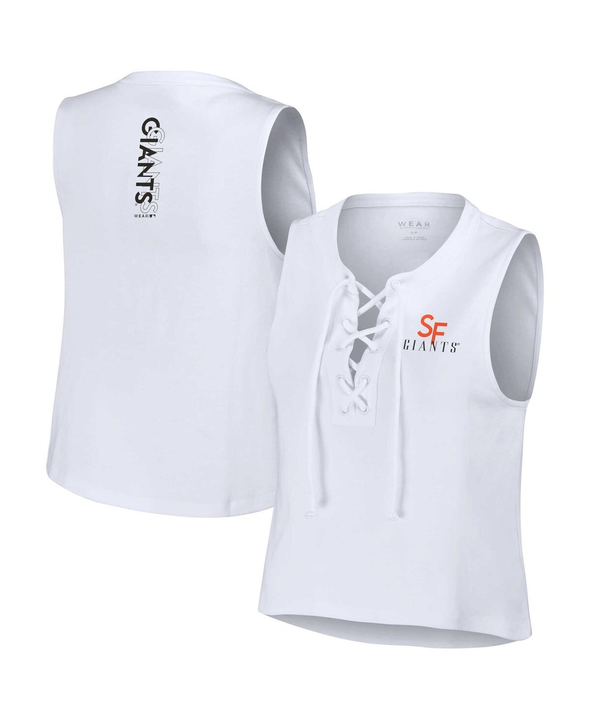 Wear By Erin Andrews White San Francisco Giants Lace-up Tank Top In White