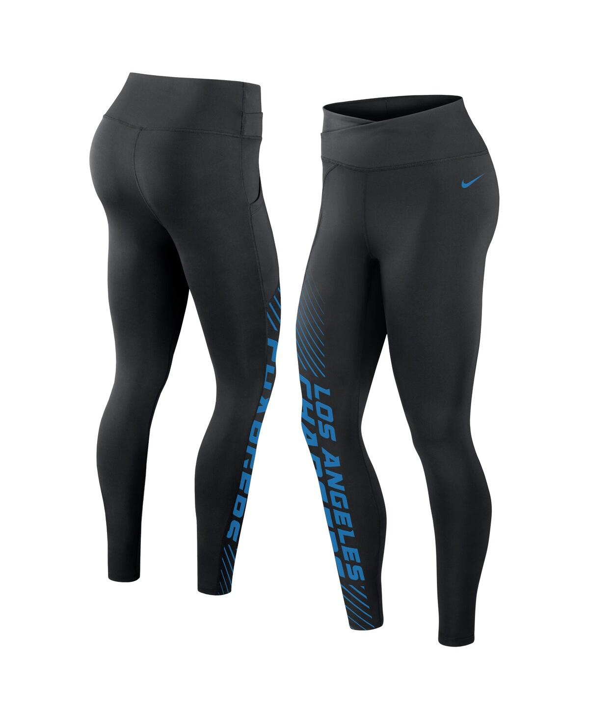 Women's NikeLos Angeles Chargers Yard Line Crossover Leggings - Black
