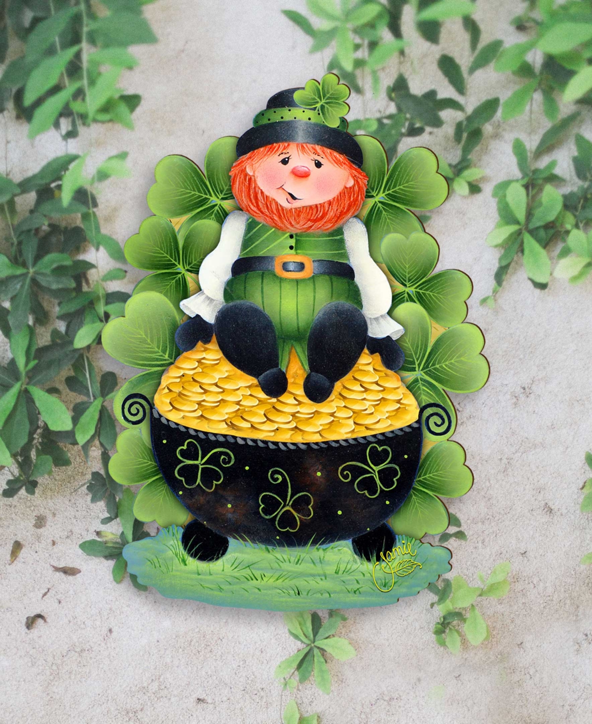 Designocracy Holiday Wooden Wall Decor Door Decor Lepricon's Pot Full Of Gold J. Mills-price In Multi Color