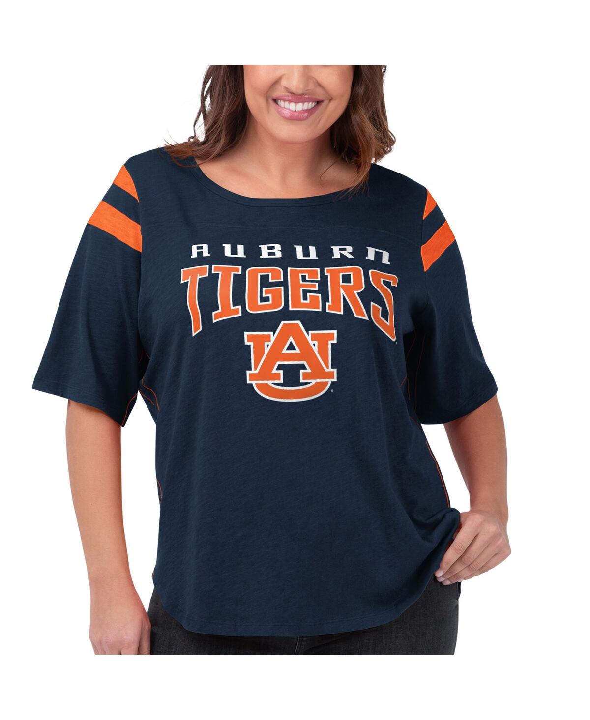 G-iii 4her By Carl Banks Women's  Navy Auburn Tigers Plus Size Linebacker Half-sleeve T-shirt