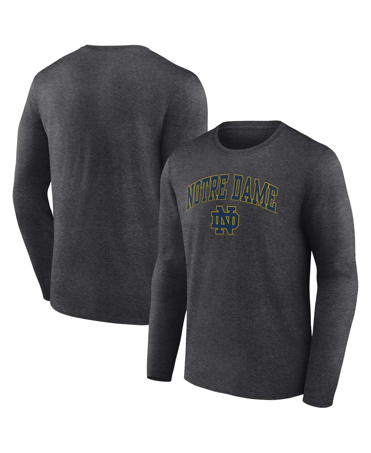 Shop Fanatics Men's  Heather Gray Notre Dame Fighting Irish Campus Long Sleeve T-shirt