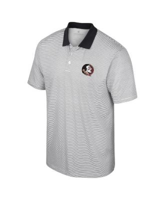 Men's White, Black Florida State Seminoles Print Stripe Polo Shirt