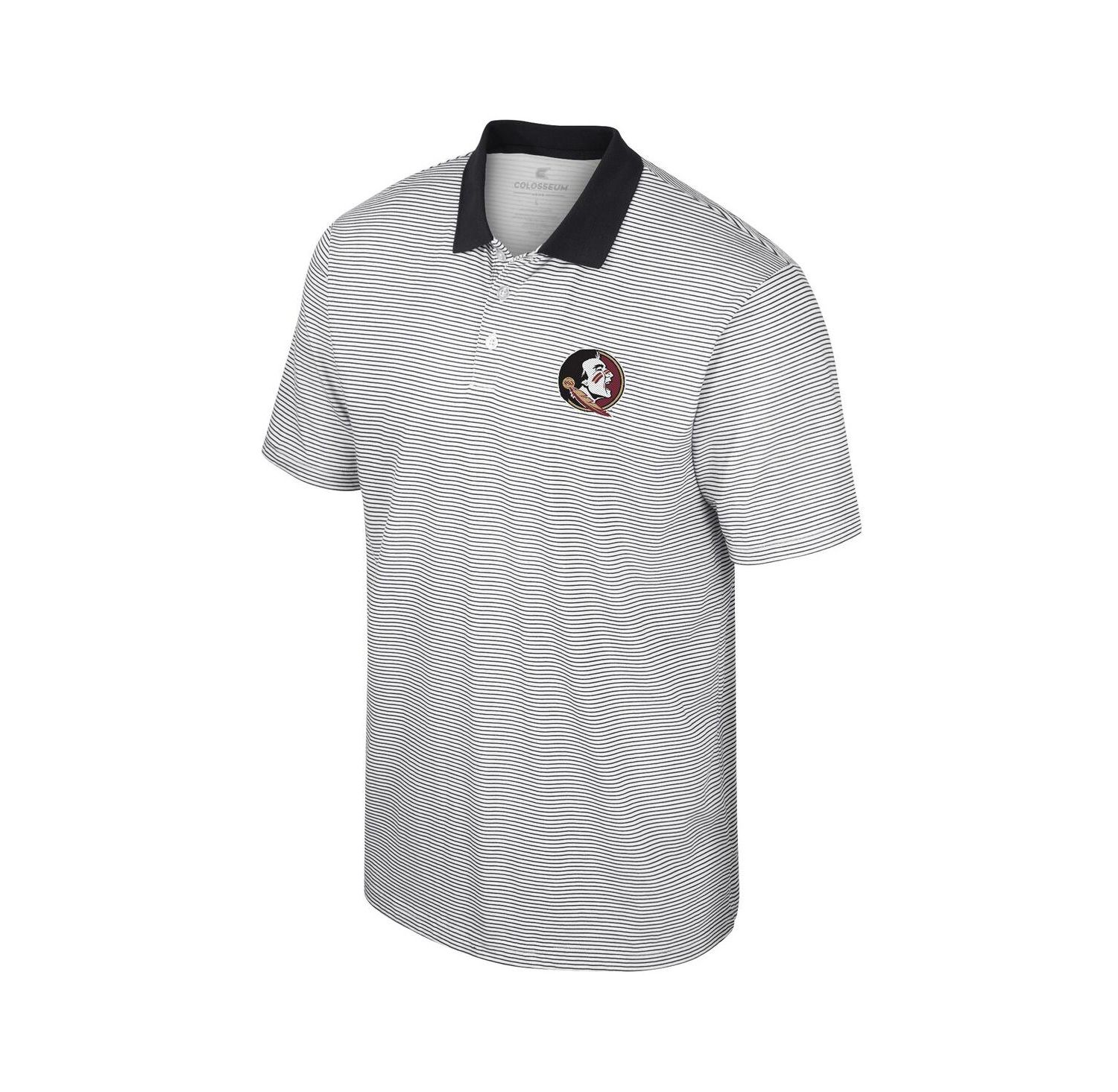 Men's White, Black Florida State Seminoles Print Stripe Polo Shirt