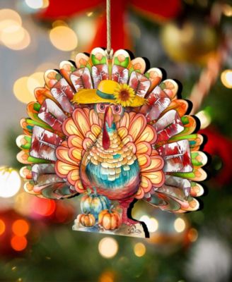 Holiday Wooden Ornaments Thanksgiving Turkey Home Decor G. DeBrekht