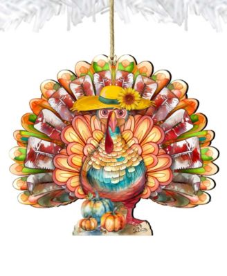 Holiday Wooden Ornaments Thanksgiving Turkey Home Decor G. DeBrekht