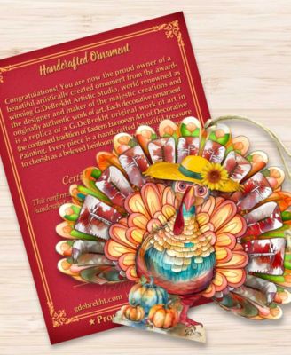Holiday Wooden Ornaments Thanksgiving Turkey Home Decor G. DeBrekht