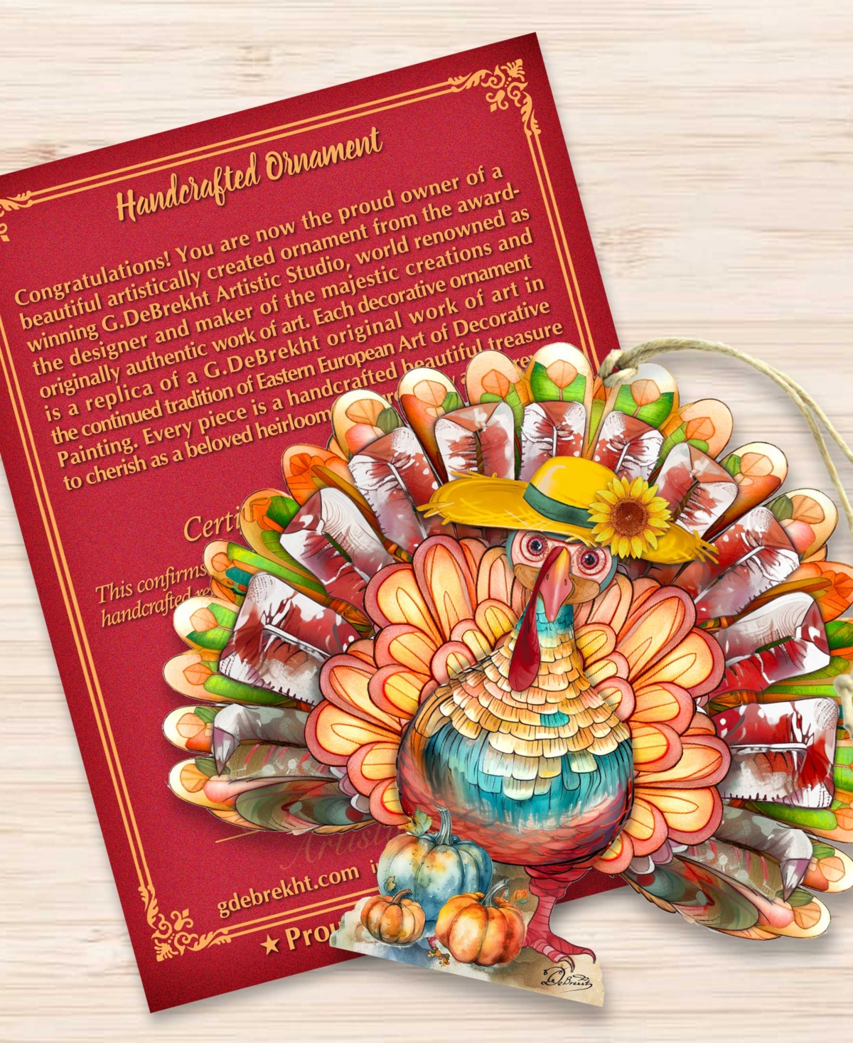 Designocracy Holiday Wooden Ornaments Thanksgiving Turkey Home Decor G. Debrekht In Multi Color