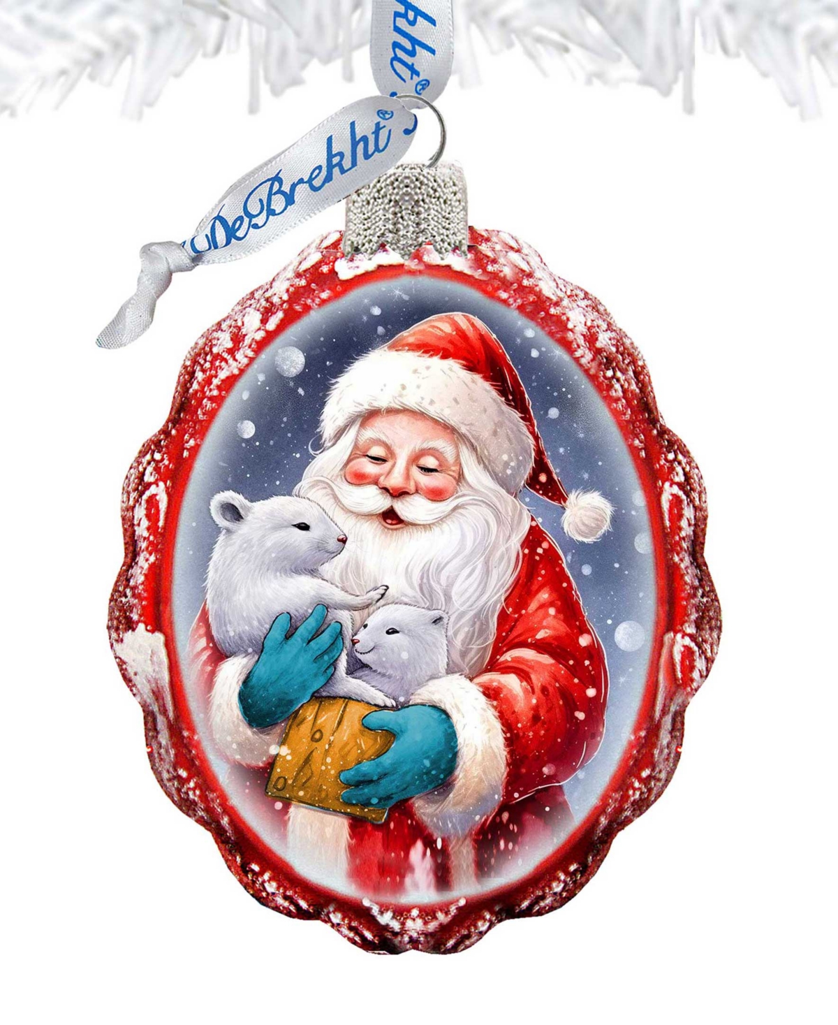 Designocracy Santa With Cubs Keepsake Mercury Glass Christmas Ornaments G. Debrekht In Multi Color