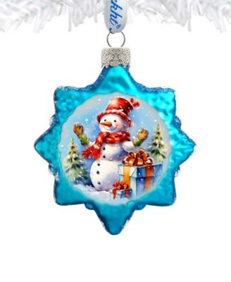 Snowman Gift Keepsake Holiday Mercury Glass Ornaments G. DeBrekht