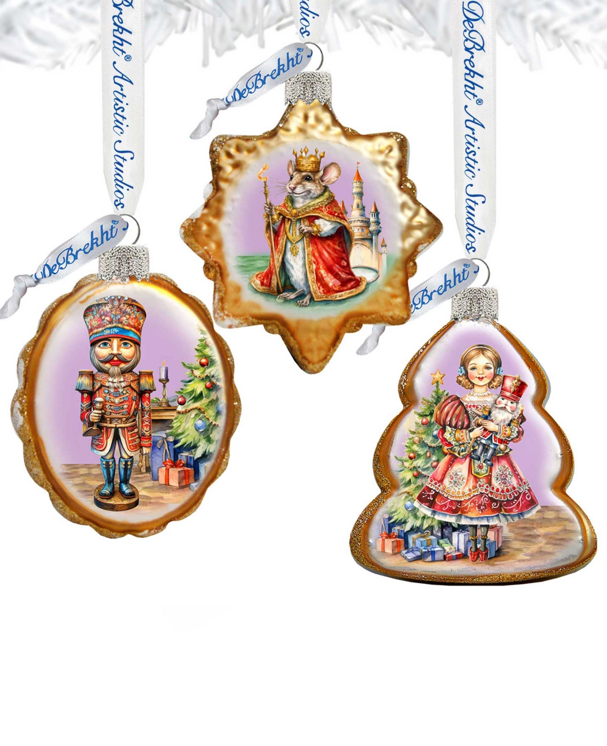 Designocracy Nutcracker Keepsake Christmas Mercury Glass Ornaments Set Of 3 G. Debrekht In Multi Color