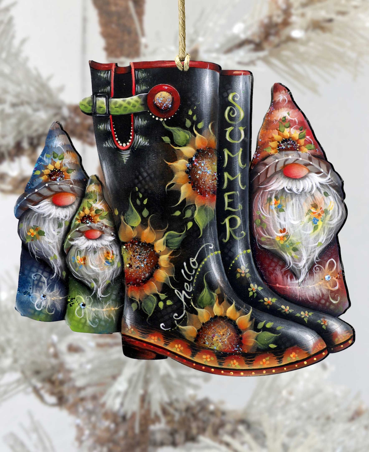 Shop Designocracy Holiday Wooden Ornaments Hello Summer Boots Home Decor J. Mills-price In Multi Color