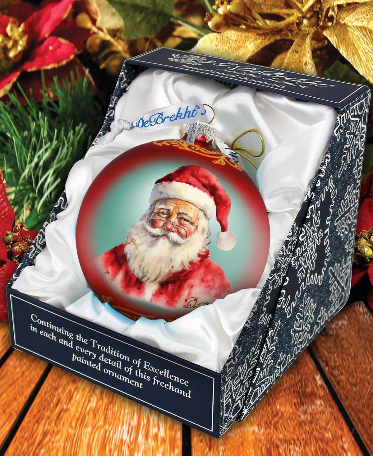 Shop Designocracy Captivating Smile Of Santa Ball Mercury Christmas Glass Ornaments G. Debrekht In Multi Color