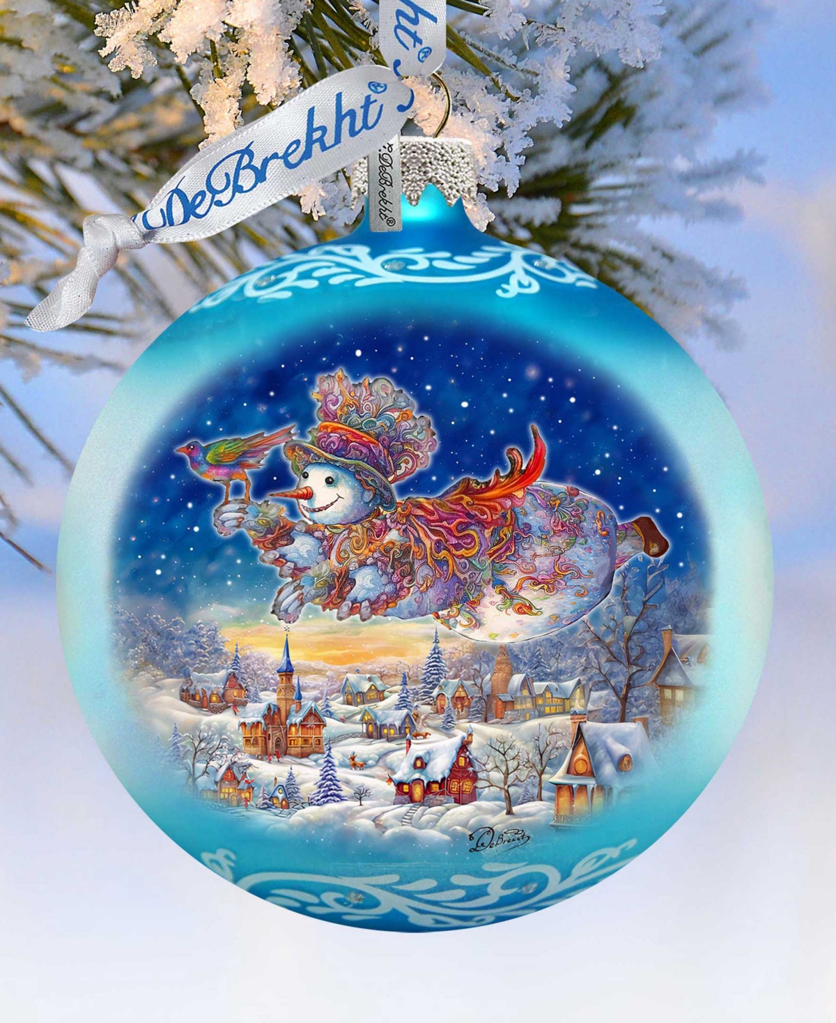 Designocracy Winter Skies Adventure Ball Mercury Christmas Glass Ornaments G. Debrekht In Multi Color