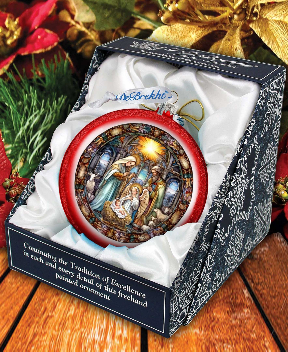 Shop Designocracy Guiding Light Nativity Scene Ball Mercury Christmas Glass Ornaments G. Debrekht In Multi Color