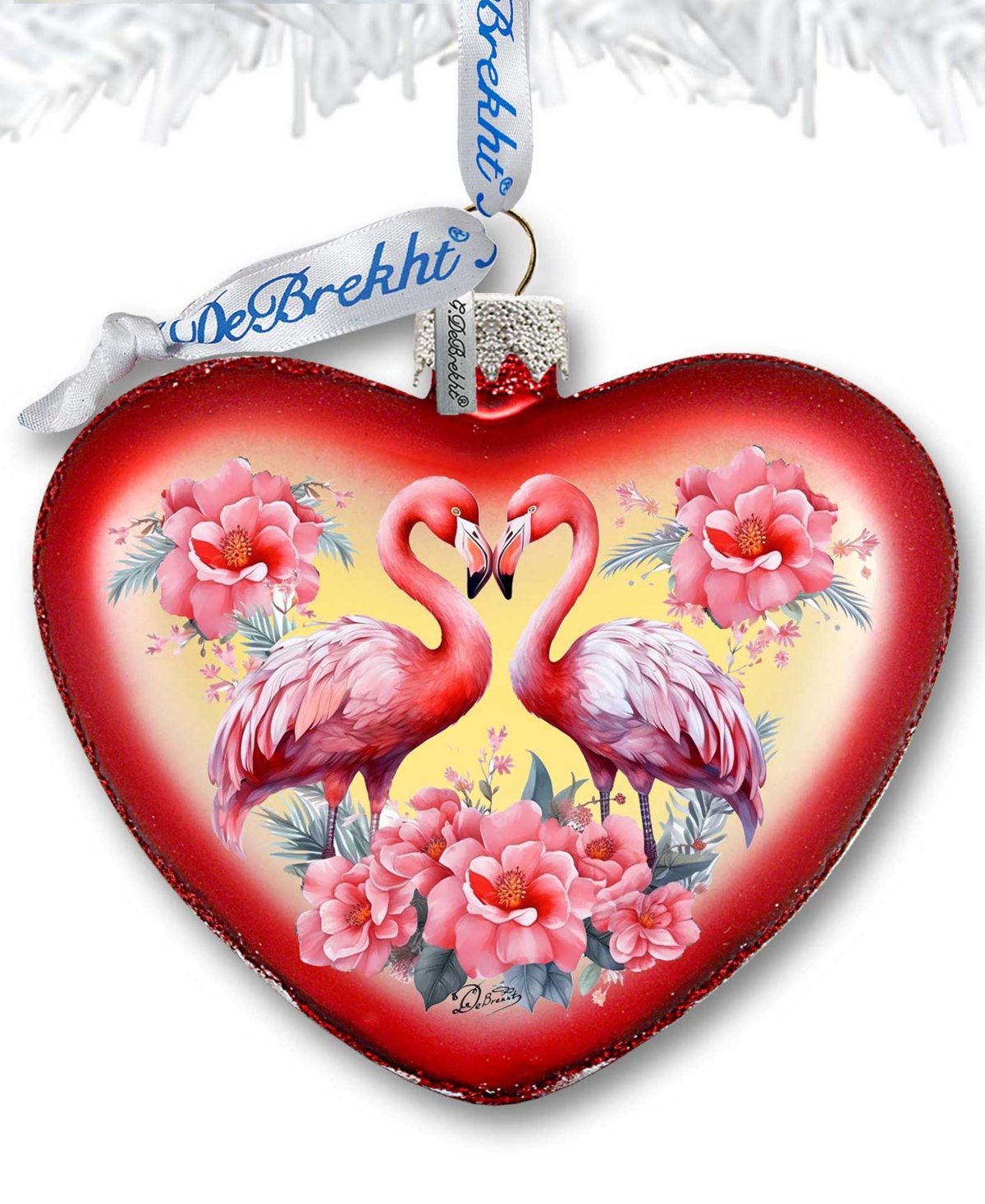 Shop Designocracy Flamingo Love Heart Holiday Mercury Glass Ornaments G. Debrekht In Multi Color
