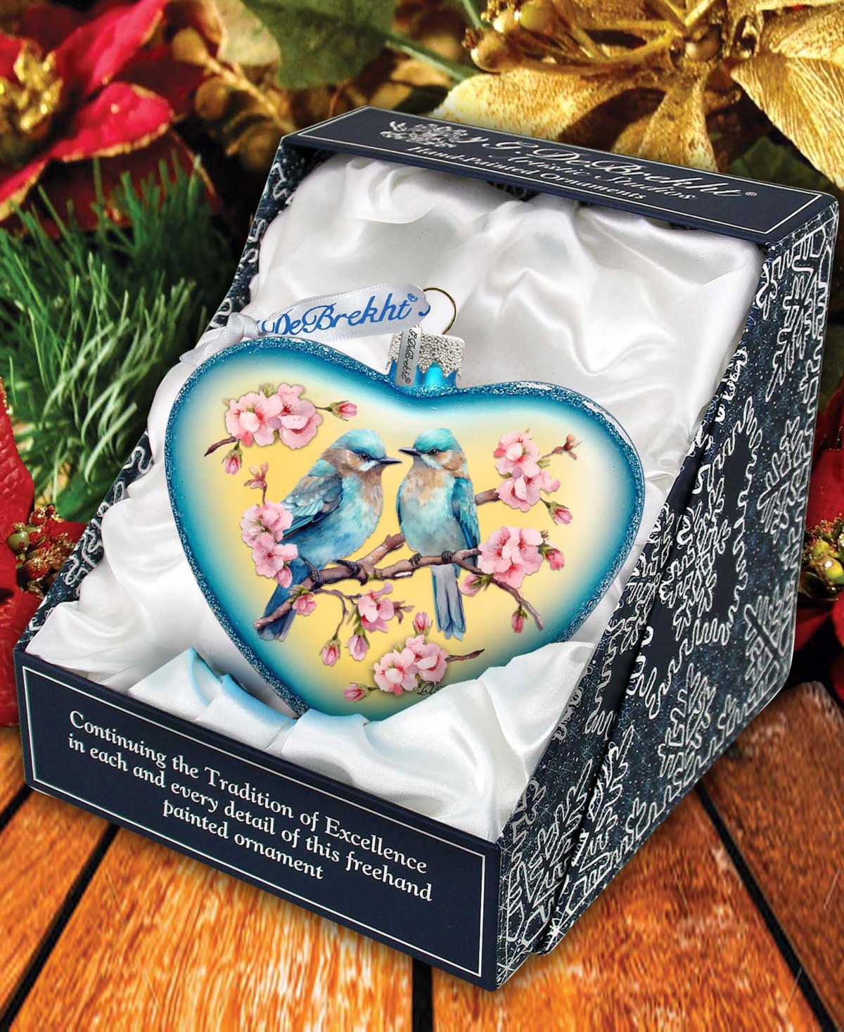 Designocracy Blooming Love Heart Christmas Mercury Glass Ornaments G. Debrekht In Multi Color