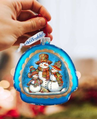 Snowman Family Rainbow Mercury Glass Christmas Ornaments G. DeBrekht