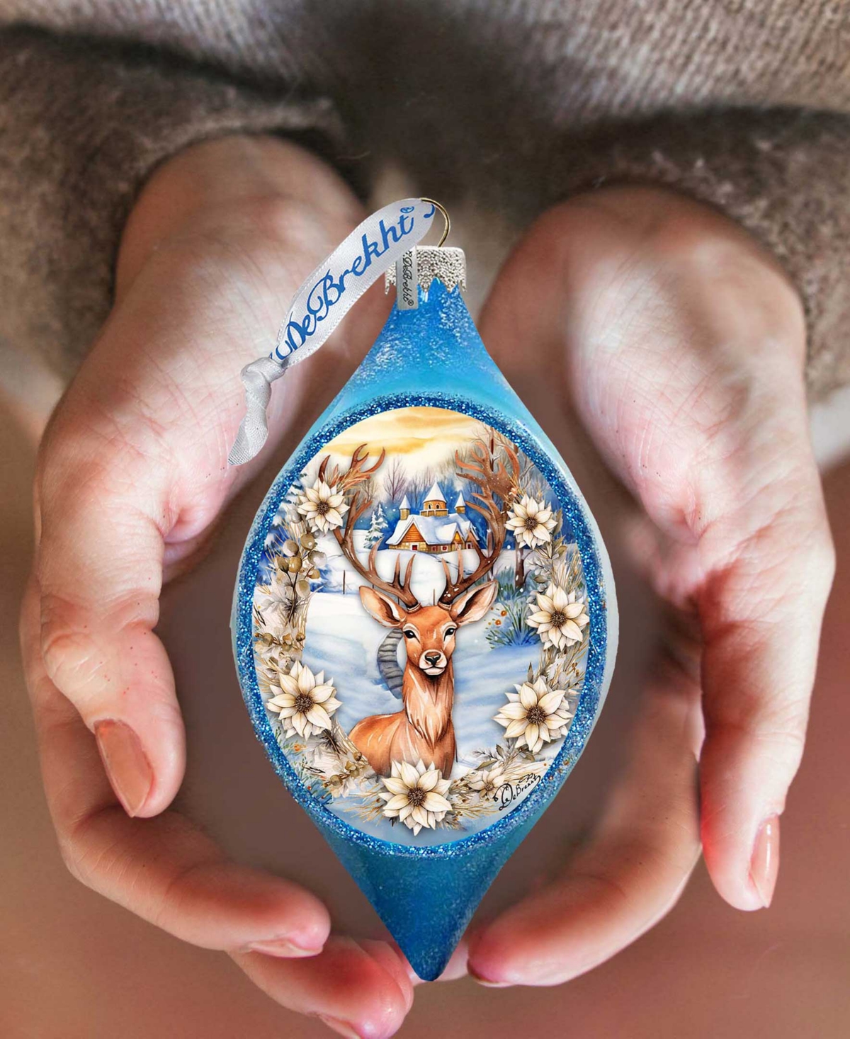 Designocracy Majestic Forest Deer Drop Holiday Mercury Glass Ornaments G. Debrekht In Multi Color
