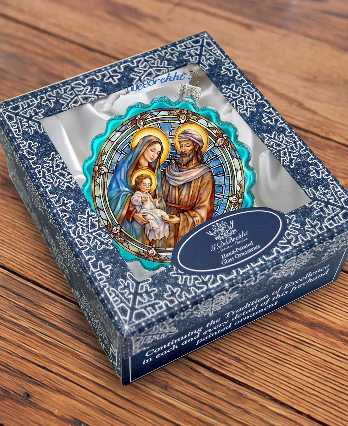 Designocracy Classical Holy Family Wreath Mercury Christmas Glass Ornaments G. Debrekht In Multi Color