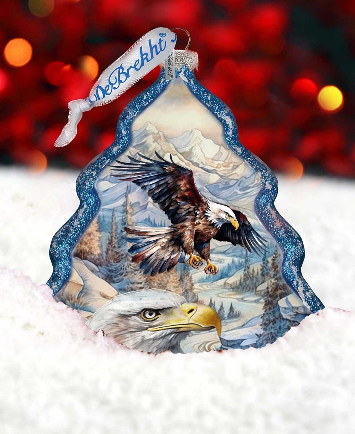 Designocracy The Land Of The Free-american Eagle Tree Glass Christmas Ornaments G. Debrekht In Multi Color