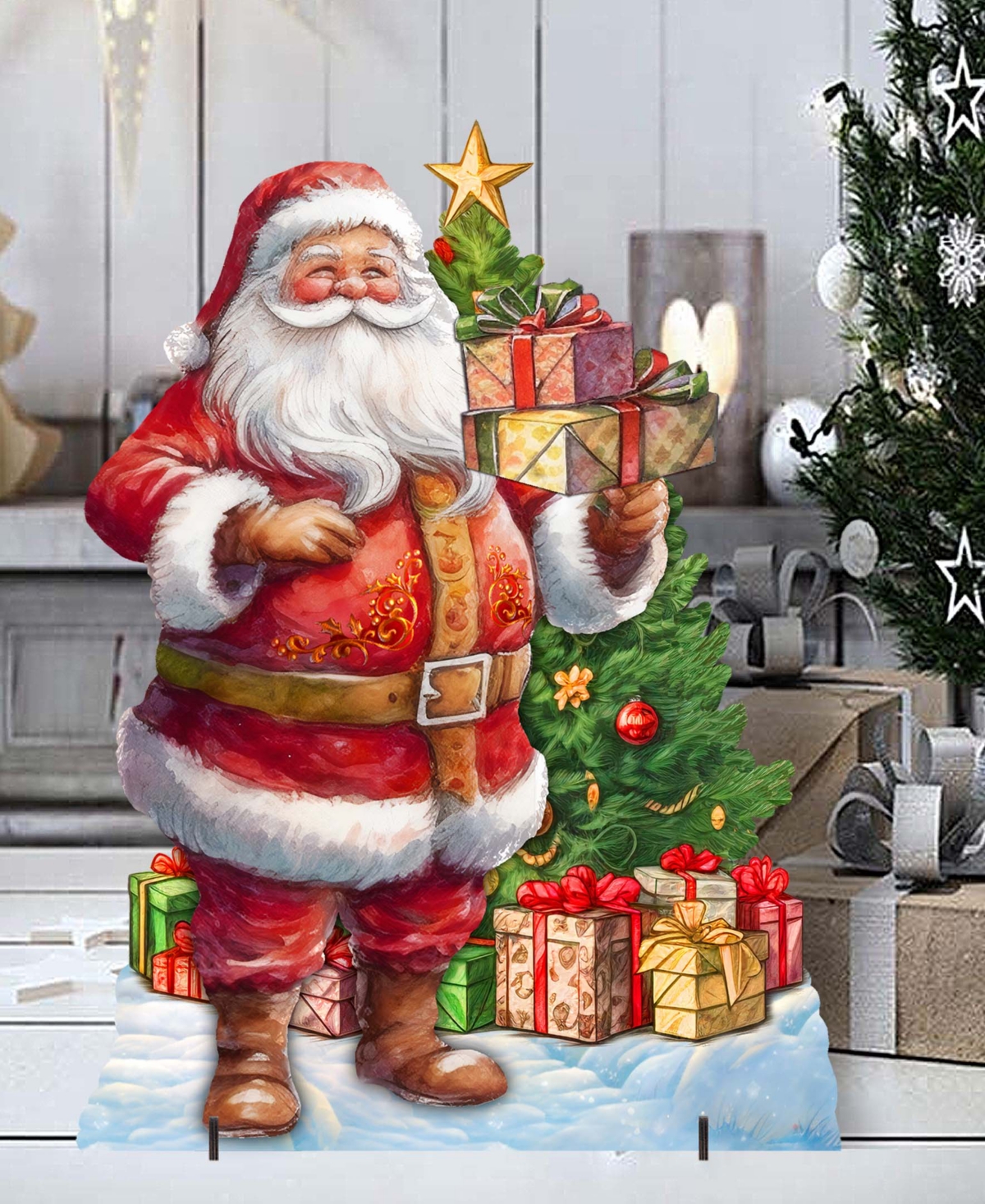 Designocracy Celebrate with Santa - Santa with Gifts Outdoor Christmas Yard Decor G. DeBrekht