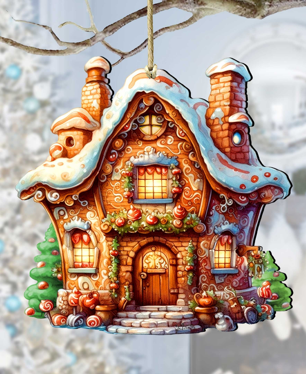 Designocracy Fairy Tale House Christmas Wooden Ornaments Holiday Decor G. Debrekht In Multi Color