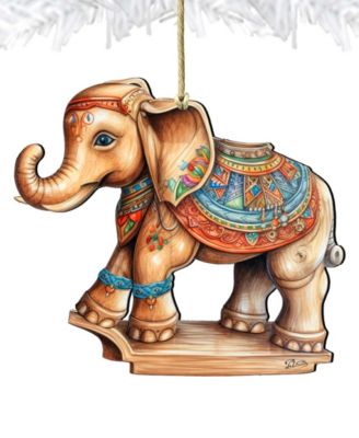 Carousel Elephant Christmas Wooden Ornaments Holiday Decor G. DeBrekht