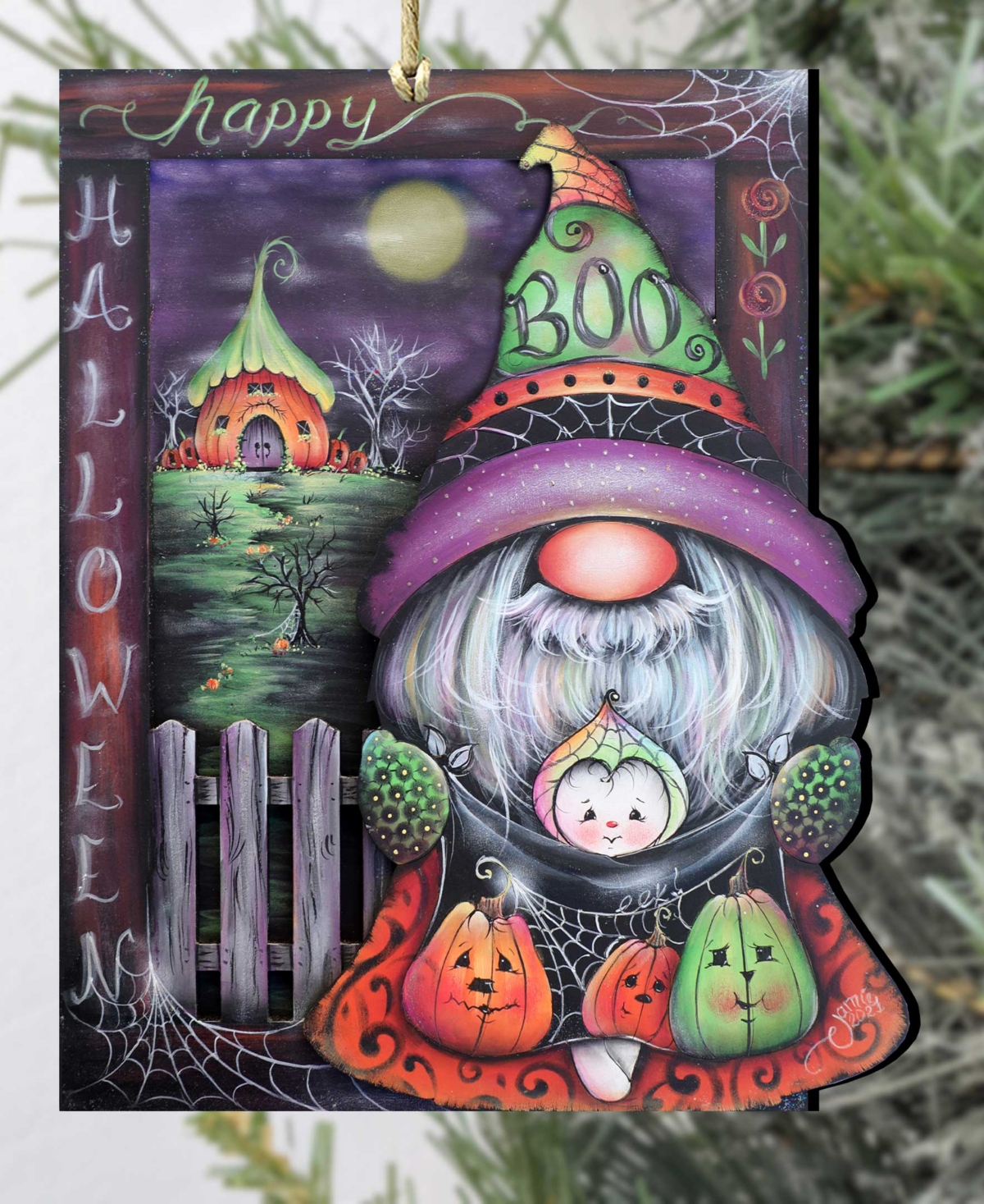 Shop Designocracy Holiday Wooden Ornaments Boo Halloween Gnome Home Decor J. Mills-price In Multi Color