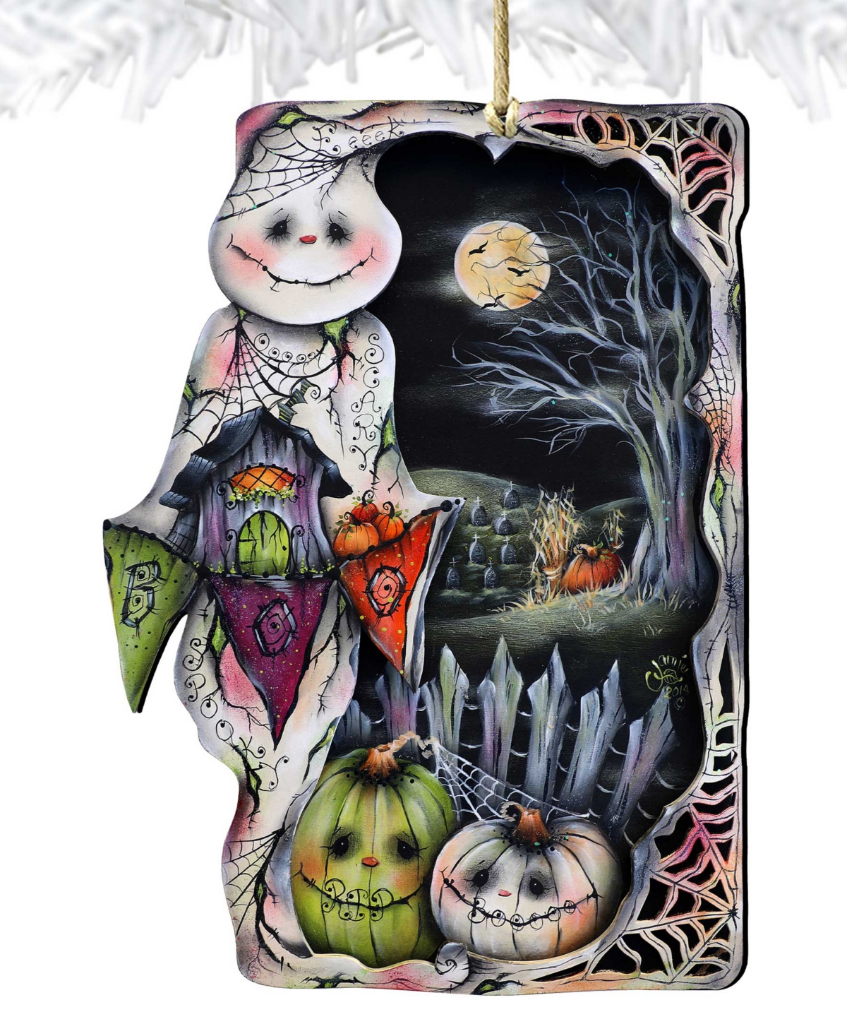 Shop Designocracy Holiday Wooden Ornaments Night Of The Pumpkins Home Decor J. Mills-price In Multi Color