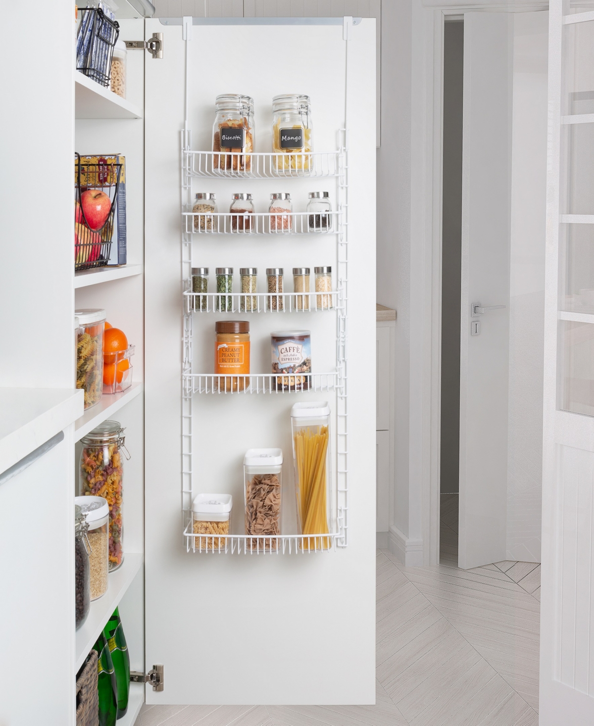 Shop Smart Design 5-tier Over The Door Pantry Organizer Rack With Adjustable Shelves In White