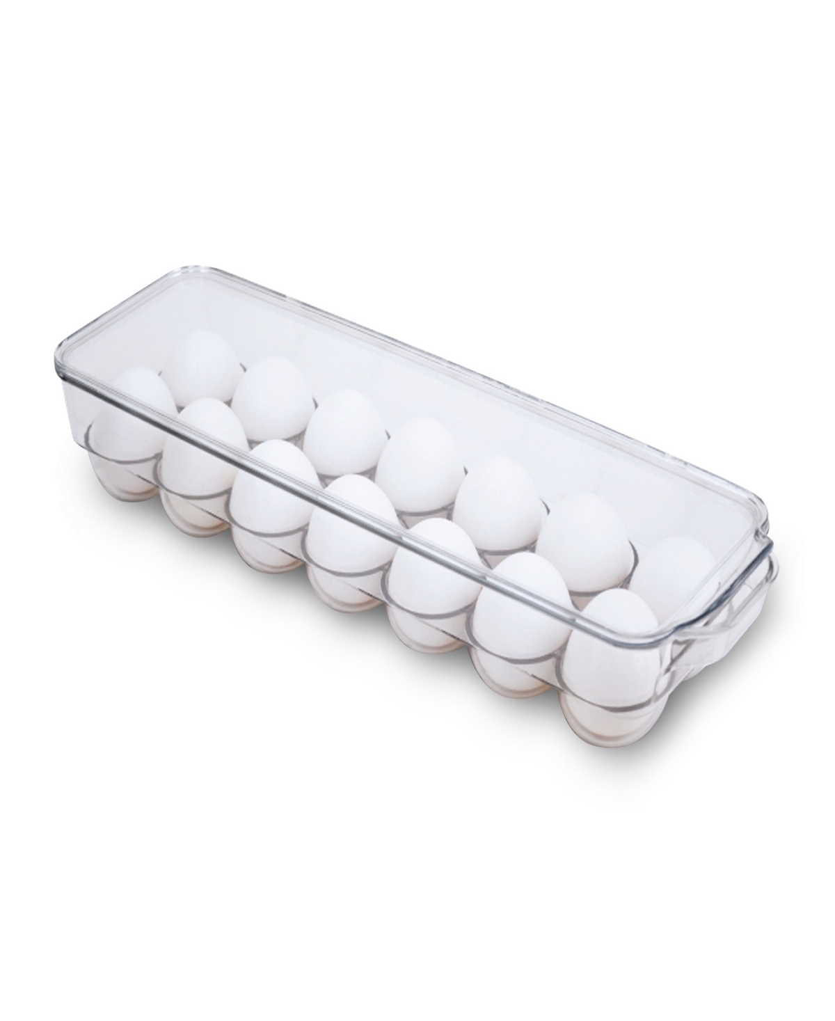 Shop Smart Design Stackable Refrigerator Egg Holder Bin With Handle And Lid, 14.65" X 3.25" In Clear